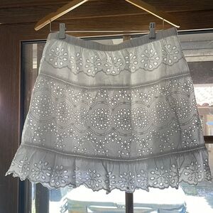 Elegant White Eyelet Midi Skirt